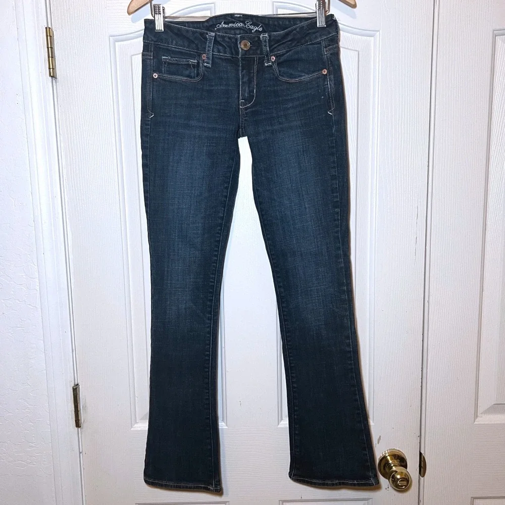 American Eagle Low Rise Slim Bootcut Y2K Dark Wash 2000s Aesthetic Size 6/29